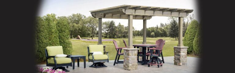 wooden pergolas sold and installed by Miller's Mini Barns