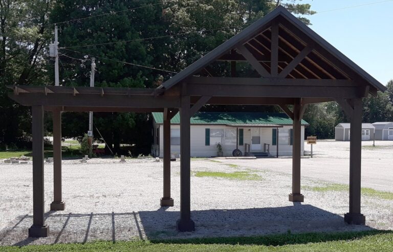 Model 124449 12x12 Wood Pavilion with 14x10 Wood Pergola