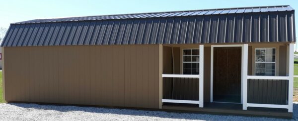 Model 8929 12x32 Quaker Tan with Basswood Trim & Burnished Slate Metal Roof Cabin - Image 3