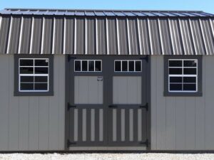 Model 10103 10x16 Clay with Burnished Slate Trim & Burnished Slate Metal Roof Lofted Garden Shed