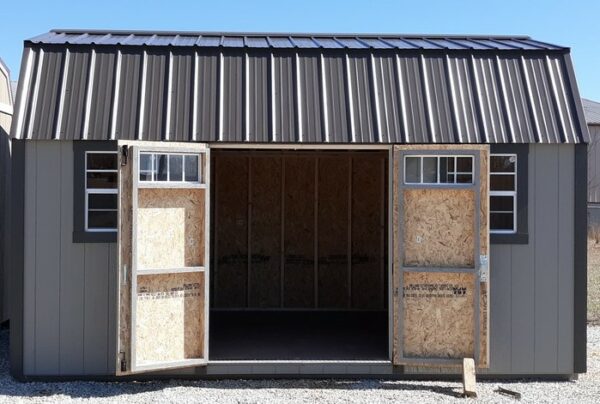 Model 10103 10x16 Clay with Burnished Slate Trim & Burnished Slate Metal Roof Lofted Garden Shed - Image 3