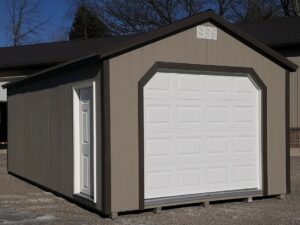 Model 10058 12x24 Clay with Burnished Slate Trim & Burnished Slate Metal Roof A-Garage