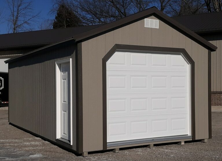 Model 10058 12x24 Clay with Burnished Slate Trim & Burnished Slate Metal Roof A-Garage