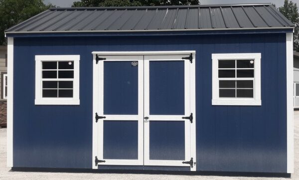 Model 10121 12x16 Navy with White Trim with Black Metal Roof Cottage - Image 2