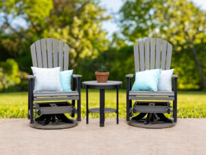 2 Swivel Gliders + 1 End Table in Coastal Gray/Black - F3423