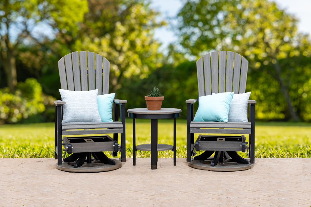 2 Swivel Gliders + 1 End Table in Coastal Gray/Black - F3423