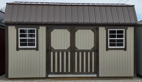 RMB0031 12 x 16 Clay with Ebony Trim & Burnished Slate Roof Lofted Garden Shed