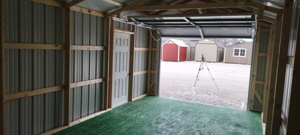 RMB0030 12 x 24 Standard Clay Metal Garage with Brown Trim & Roof - Image 3