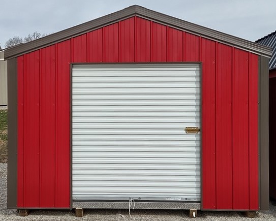 RMB0032 12 x 16 Dark Red Standard Metal Garage with Burnished Slate Trim & Roof