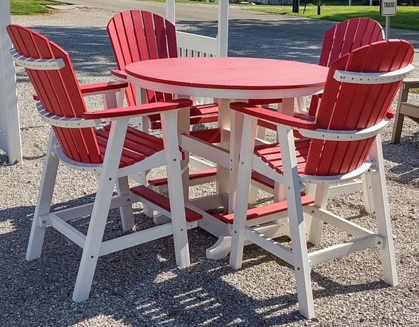 Red & White Bar with chairs