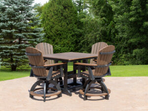 1 - 44" Counter Table + 4 - Swivel Counter Chairs in Brazilian Walnut/Black - T3444