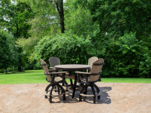 1 - 48" Bar Table + 4 - Swivel Bar Chairs in Weatherwood/Black - T3453