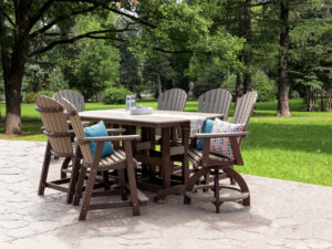 1 - 44x72 Counter Table + 4 - Stationary Chairs + 2 - Swivel Chairs in Weatherwood/Black - T3457