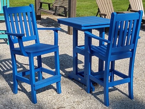 Blue poly Square bar table with 2 chairs