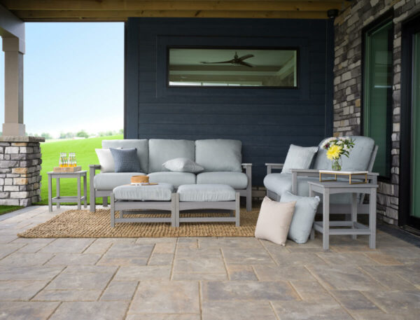 Camden in Driftwood poly with Iona Spa Cushions