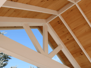 Wellington Painted rafters with clear sealed sheathing