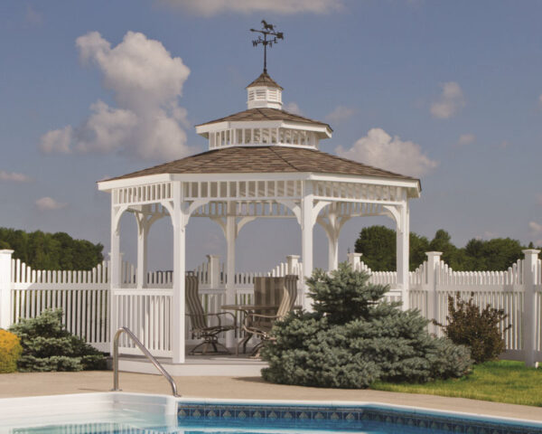 12' Lexington White Vinyl Classic Roof with American Rail