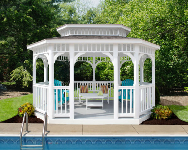 10' x 14' Belmont oblong White Vinyl Gazebo