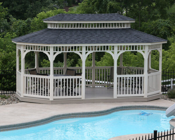 12' x 20' Belmont oblong almond Vinyl Gazebo