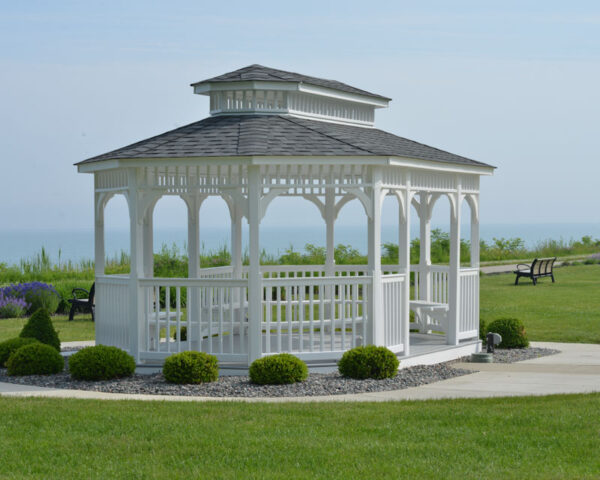 12' x 20' Belmont oblong White Vinyl Gazebo