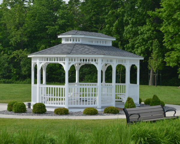 12' x 20' Belmont oblong White Vinyl Gazebo