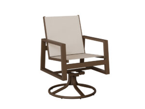 Vida Sling Swivel Rocker Dining Chair Aluminum Color Black