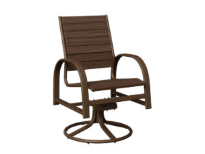 Murphy Poly Swivel Rocker Dining Chair with the Top Color Natural Finish: Brazilian Walnut & Aluminum Color Mesquite Wood Vein &
