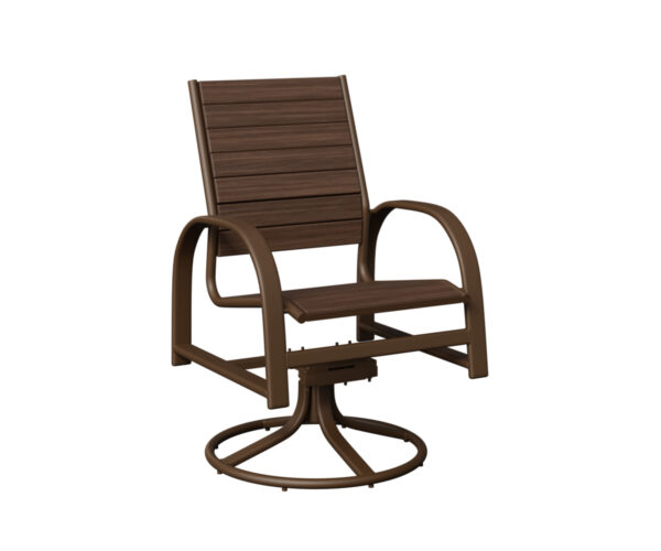Murphy Poly Swivel Rocker Dining Chair with the Top Color Natural Finish: Brazilian Walnut & Aluminum Color Mesquite Wood Vein &