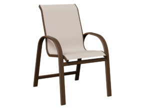 Murphy Sling Dining Chair with the Aluminum Color Mesquite Wood Vein & Fabric Augustine Oyster &