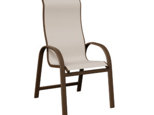 Murphy High Back Sling Dining Chair with the Aluminum Color Mesquite Wood Vein & Fabric Augustine Oyster &