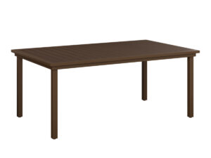 Vida 44" x 73" Poly Dining Table with the Top Color Natural Finish: Brazilian Walnut & Aluminum Color Mesquite Wood Vein &