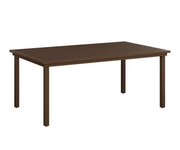 Vida 44" x 73" Poly Dining Table with the Top Color Natural Finish: Brazilian Walnut & Aluminum Color Mesquite Wood Vein &