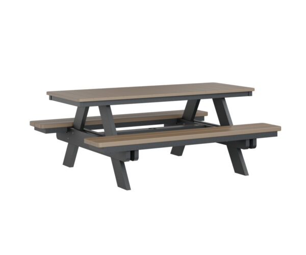 Rectangular Picnic Table with the Top Color Weatherwood & Bottom Color Black &