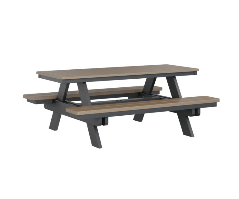 Rectangular Picnic Table with the Top Color Weatherwood & Bottom Color Black &