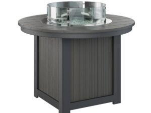 Donoma 44" Round Dining Fire Table with the Top Color Natural Finish: Seashell & Bottom Color Pacific Blue &