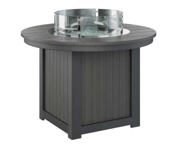 Donoma 44" Round Dining Fire Table with the Top Color Natural Finish: Seashell & Bottom Color Pacific Blue &