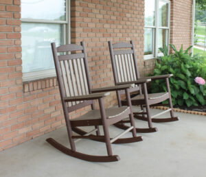Porch Rocker - Weatherwood on Chocolate Brown