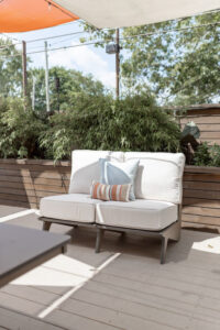 Holland Loveseat in Clay. Cushions in Cast Pumice