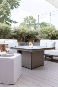 Holland Loveseats and Numa in Clay. Lily Hive Poufs (2)