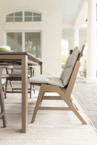 Kinsley Side Dining Chair in Clay with cushions in Heritage Ashe