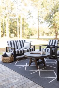 Nordic High Back Loveseat and Nordic High Back Rockers in Matte Black