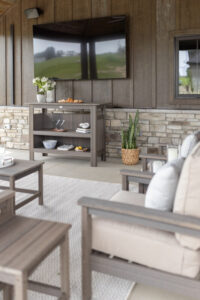 Outdoor bar in coastal grey