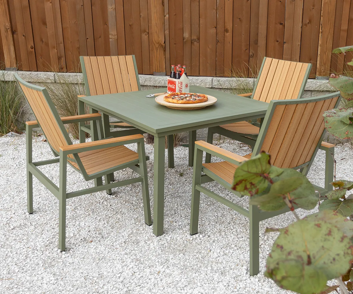 Vida 44" Square Dining Table Aluminum Top - Image 4
