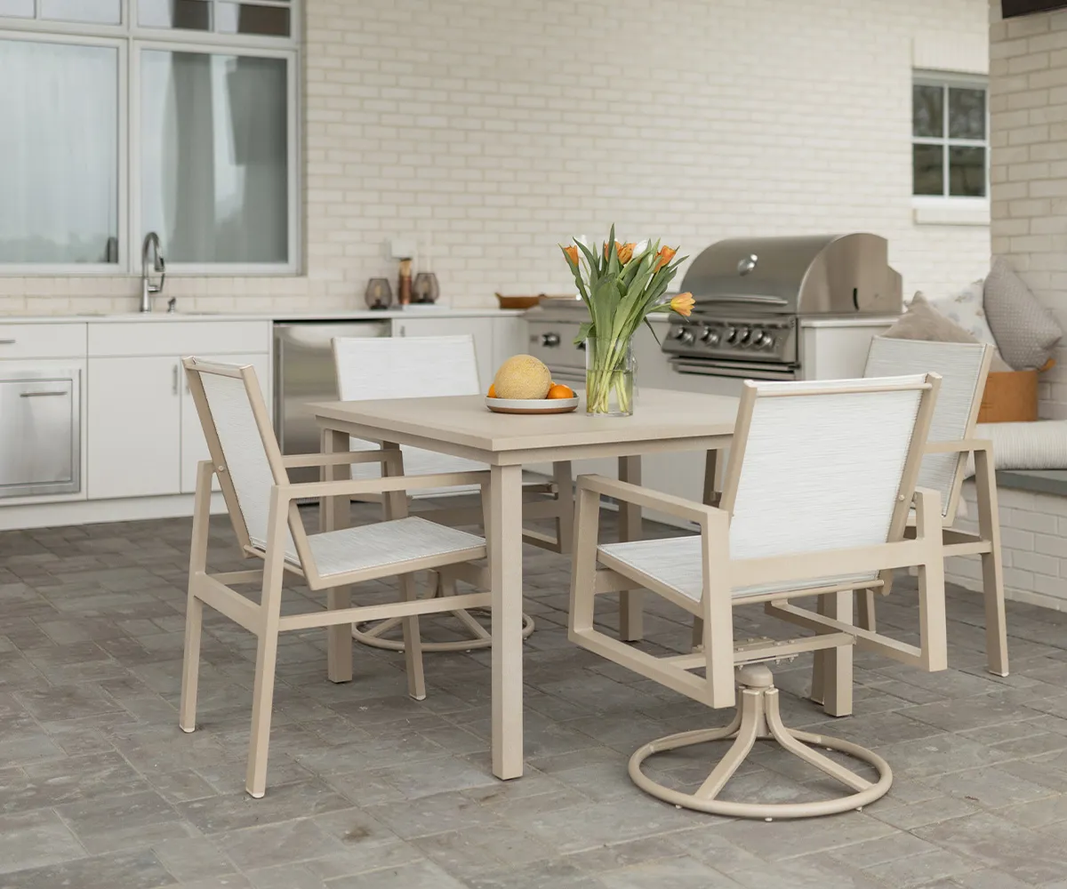 Vida 44" Square Dining Table Aluminum Top - Image 3